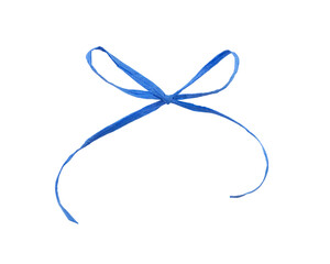 Bow made of blue paper ribbon isolated on white background - 778168253