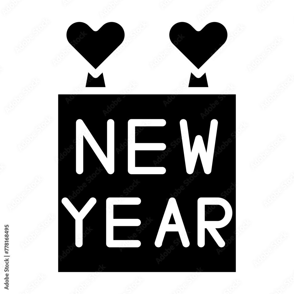 Poster New Year glyph icon