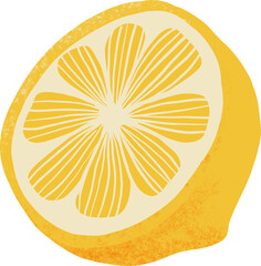 yellow lemon with green leaf elements
