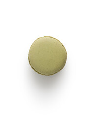 Green french macaron top view isolated on white with shadow - 778170479