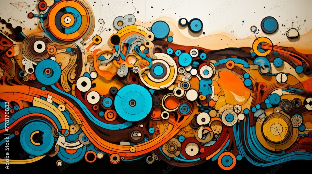 Poster abstract art piece with intricate patterns and colors