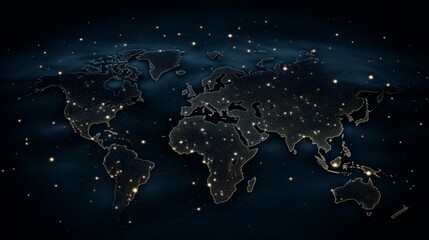 Fototapeta na wymiar A world map with a celestial map of the night sky