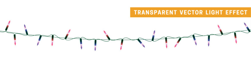 Christmas decorative light garlands. New Year's decor. Realistic Xmas holiday decoration. vector illustration