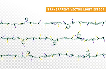 Christmas decorative light garlands. New Year's decor. Realistic Xmas holiday decoration. vector illustration