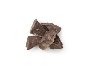 dark chocolate chunks isolated on white background - 778171214