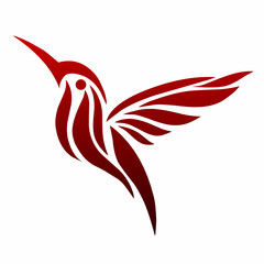 Illustration vector graphics of tribal art abstract design red hummingbird on a white background