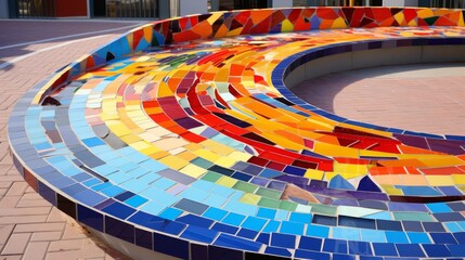 Colorful abstract mosaic art installation