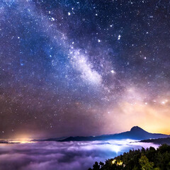 Fototapeta premium 몽환적인 풍경, 볓빛 가득한 하늘