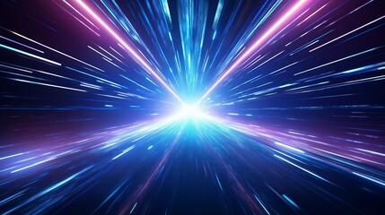 Futuristic hyper space corridor with cosmic rays