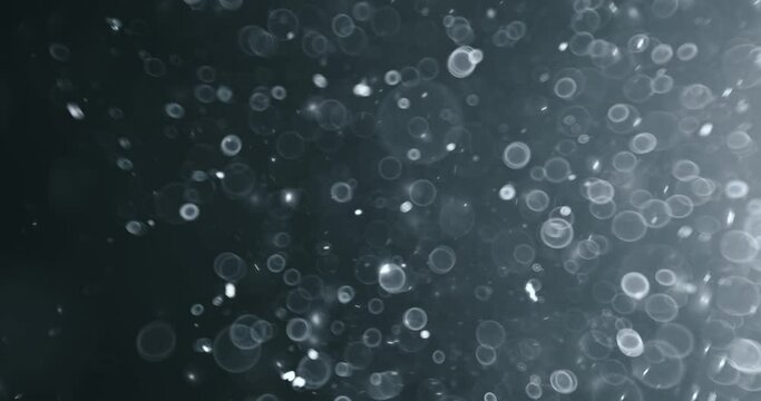 Floating abstract particle bokeh on dark background
