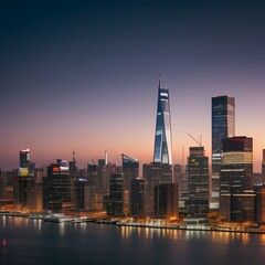 Fototapeta premium city skyline at sunset | city skyline at night | city at sunset | city at night | building in city