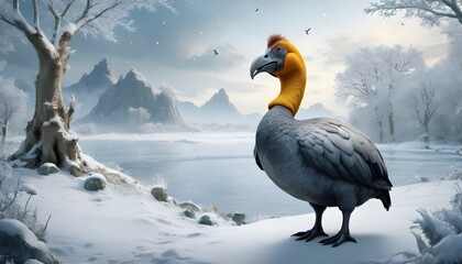 A-Dodo-Bird-In-A-Winter-Wonderland- - obrazy, fototapety, plakaty