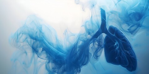 Ethereal lung character breathing the essence of life in a whisper of air on a white isolated background - obrazy, fototapety, plakaty