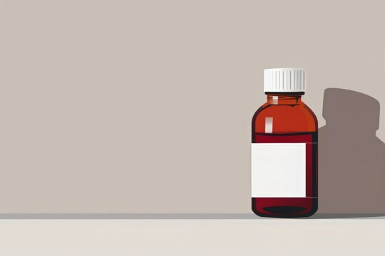Generate a minimalist graphic with ample copy space for promoting a cough syrup containing Phenylephrine, Dextromethorphan, and Guaifenesin