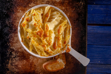 Mac and Cheese Magic: Tempting 4K Ultra HD Image of Baked Macaroni in Cheese Sauce