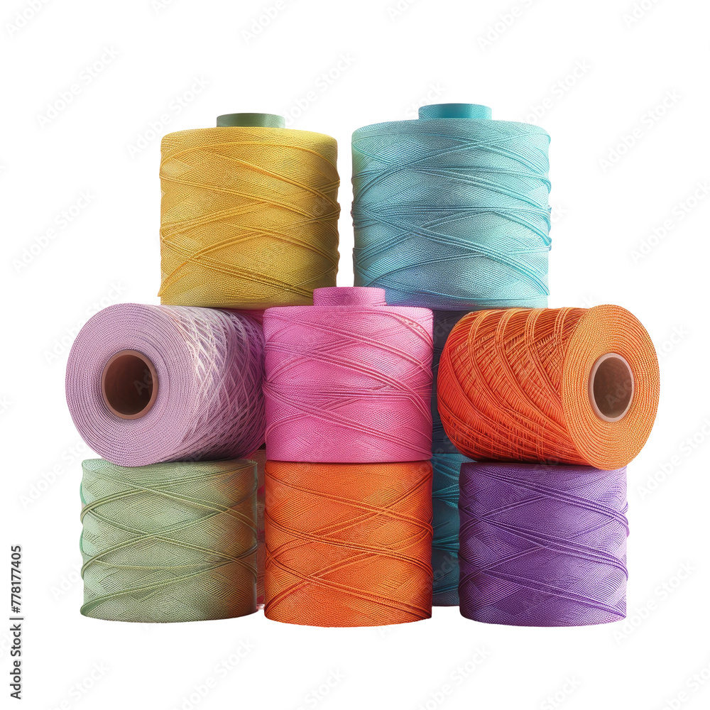 Poster close-up of thread spools on transparent background