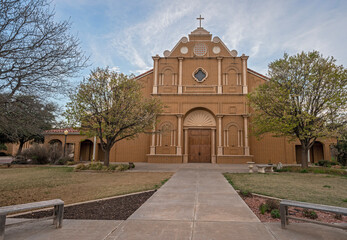 Spanish mission styled Saint Elizabeth’s Church in Lubbock, Texas, USA