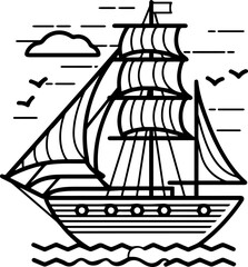 Sailboat line vector illustration icon style