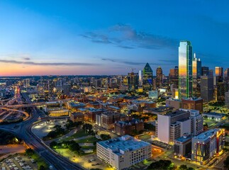 Evening Glow: Captivating 4K Ultra HD Picture of Dallas, Texas Skyline at Dusk