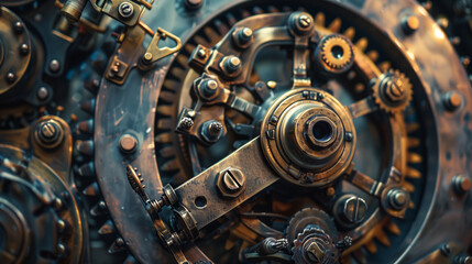 Closeup of Antique Gears and Cogs - obrazy, fototapety, plakaty