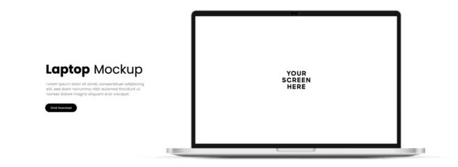 Kissenbezug Modern laptop mockup front view on white background. Notebook mockup device mockup for ui ux app and website presentation Stock Vector. © Carkhe