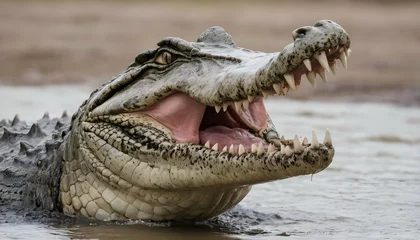 Foto op Plexiglas A-Crocodile-With-Its-Jaws-Open-Wide-Displaying-It- 2 © Az