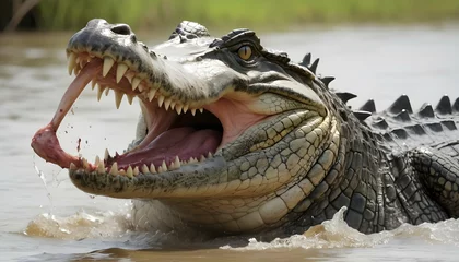 Deurstickers A-Crocodile-With-Its-Jaws-Snapping-Shut-Capturing- 3 © Az
