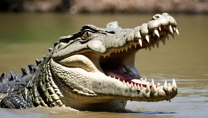 Foto op Plexiglas A-Crocodile-With-Its-Jaws-Snapping-Shut-With-Treme- 3 © Az