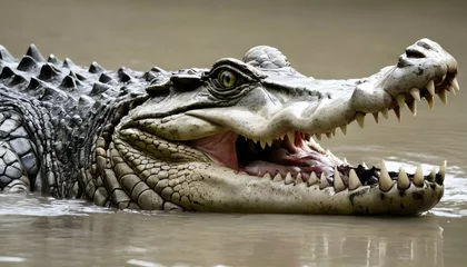Foto op Canvas A-Crocodile-With-Its-Teeth-Sinking-Into-Flesh- © Az
