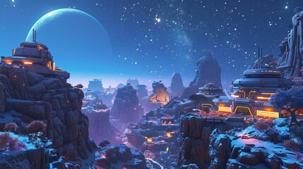 Encounter the splendor of the universe against an awe-inspiring night space game backdrop - obrazy, fototapety, plakaty
