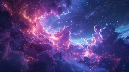 Ignite the imagination with a vivid night space game backdrop - obrazy, fototapety, plakaty