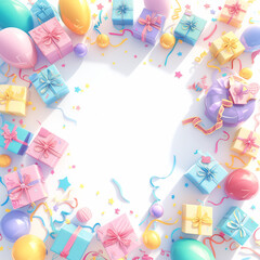 Fototapeta na wymiar Illustration with gift boxes and balloons