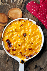 Cheesy Delight: Captivating 4K Ultra HD Picture of Baked Macaroni with Cheese in Pan