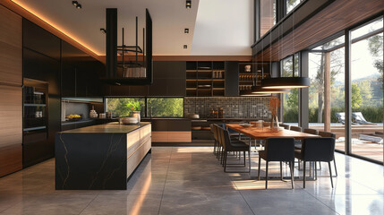 Modern stylish kitchen in a cozy house.