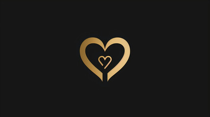 Gold heart logo and black background