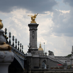 Paris bridge Pont Alexandre III with golden monument