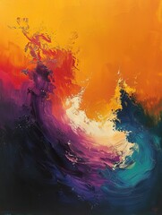 Abstract warm fluid colors blending in a dynamic mix