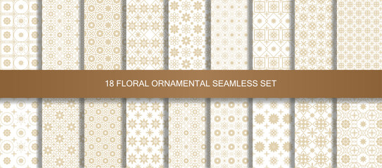 Oriental patterns seamless vintage 18 set in gold.
