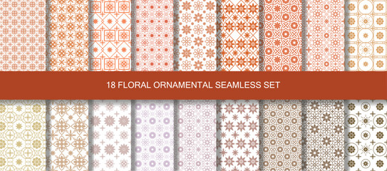 Oriental patterns seamless vintage 18 set in colorful. - 778187241