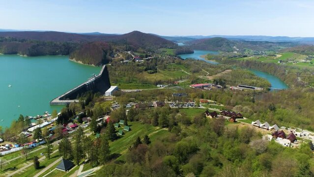Solina Beautiful Village In Bieszczady Mountains Aerial View Poland