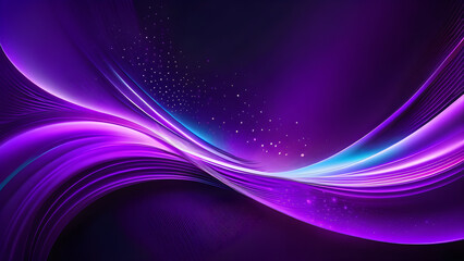 Ethereal Purple Neon Waves: Dynamic Patterns on Black Canvas(Generative AI)