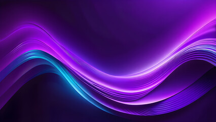 Ethereal Purple Neon Waves: Dynamic Patterns on Black Canvas(Generative AI)