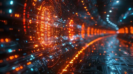 Obraz premium Digital binary data and streaming binary code background. Wallpaper of binary code concept pattern and big data structure.