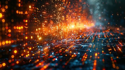 Digital binary data and streaming binary code background. Wallpaper of binary code concept pattern and big data structure.