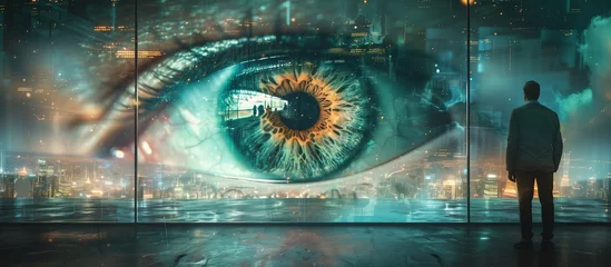 Foto op Aluminium Eye reflecting the cityscape, Mission Vision concept. © CraftyImago