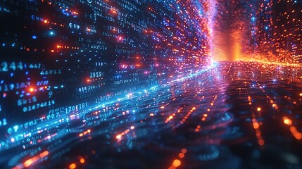 Fototapeta premium Digital binary data and streaming binary code background. Wallpaper of binary code concept pattern and big data structure.