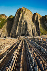 Zumaia. Euskadi. Spain. The Flysch, natural wonders of the Basque Country. A magical landscape. Layers of sedimentary rocks store data from 50 million years ago.