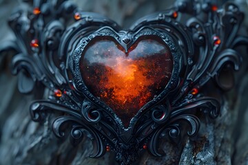 Glowing Heart of Enchantment An Ornate Gothic of Passion and Emotion - obrazy, fototapety, plakaty