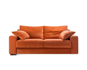 Modern orange sofa isolated on white background Contemporary couch Minimalistic furniture design