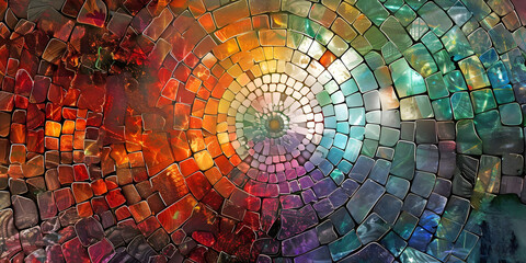 Beautiful circular mosaic created with pearlescent stones perfect for a wall art canvas or website banner
- 778191488